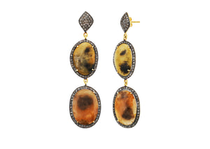 Pave Diamond African Saphire Drops Earrings, (DER-076)
