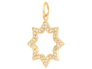 14k Solid Gold & Diamond Open Star Charm, (14K-DCH-812)