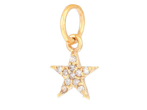 14k Solid Gold & Diamond Little Star Charm, (14K-DCH-831)
