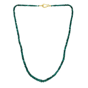 Natural Emerald Faceted Roundel w/ Sterling & Diamond Clasp, Ready to wear Necklace (EMLD-RNDL-3-5)