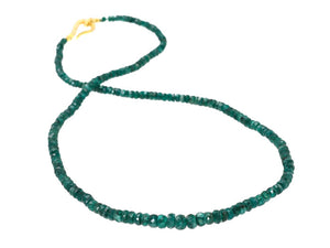 Natural Emerald Faceted Roundel w/ Sterling & Diamond Clasp, Ready to wear Necklace (EMLD-RNDL-3-5)