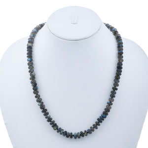 Ready to Wear Finished Hand Knotted Labradorite Roundels Chain w/ Pave Diamond Hook Clasp, (DCHN-66)