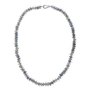 Ready to Wear Finished Hand Knotted Labradorite Roundels Chain w/ Pave Diamond Hook Clasp, (DCHN-66)