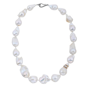 Ready to Wear Hand Knotted Baroque Pearl Chain w/ Pave Diamond Hook Clasp, (DCHN-70)