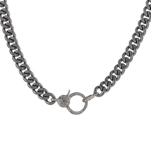 Ready to Wear Finished Solid Cuban Curb Chain with Pave Diamond Lobster Clasp, (DCHN-65)