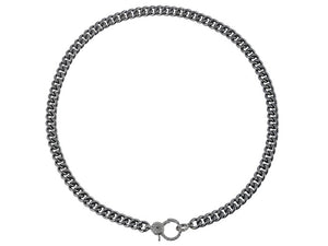 Ready to Wear Finished Solid Cuban Curb Chain with Pave Diamond Lobster Clasp, (DCHN-65)