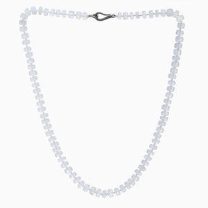 Ready to Wear Finished Hand Knotted Rainbow Moonstone Chain w/ Pave Diamond Hook Clasp, (DCHN-68)