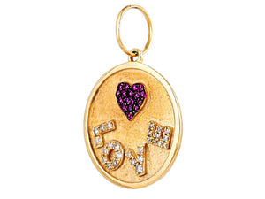 14K Solid Gold Pave Diamond Love Heart Pendant, (14K-DP-026)