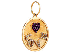 14K Solid Gold Pave Diamond Love Heart Pendant, (14K-DP-026)