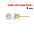 14k Gold Filled White CZ Post Earring, Extra Bright, 3.0 mm, (GF-769-3)
