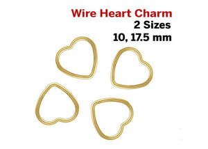 14k Gold Filled wire Heart Charm, 2 Sizes, (GF-773)