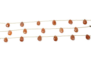 Natural Sunstone Faceted Pear Drops, 8x12-9x13mm, Rich Color, Sunstone Gemstone Beads, (SST-PR-9x13)(518)