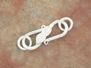 Brushed Silver Fancy ''S'' Hook Clasp w/ 2 Rings, (BR-6484)