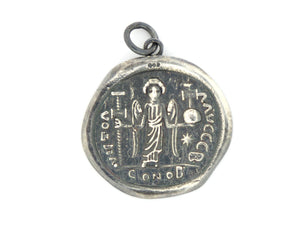 Sterling Silver ancient reproduction coin, heavy sterling,  Basil I 'the Macedonian' AV Solidus, (AF-375) - Beadspoint