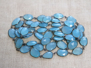 3 Feet & 4 Inches, Last & Final Cut, SAVE BIG, Blue Chalcedony Oval Faceted Bezel Chain, (FS-CHN-23)