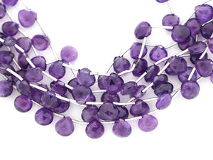 Amethyst Faceted Heart Drops, 7 mm, rich purple color, (AM-HRT-7(30))
