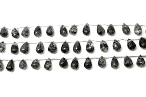 Natural Black Rutile Faceted Tear Drops, 8x12-8x14 mm, Rich Color, Rutile Gemstone Beads, (RTB-TR-8x12)(532)