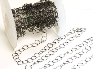 Sterling Silver Oxidized Cirle Link Chain, (SS-194) - Beadspoint