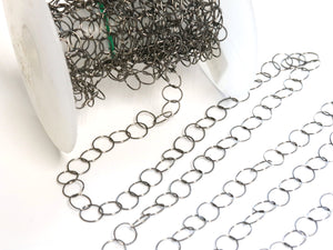 Sterling Silver Oxidized Cirle Link Chain, (SS-194) - Beadspoint