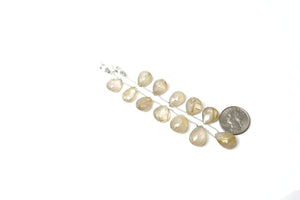Natural Golden Rutile Faceted Pear Drops, 12x15-13x17 mm, Rich Color, Rutile Gemstone Beads, (RTG-PR-12x15-13x17)(539)