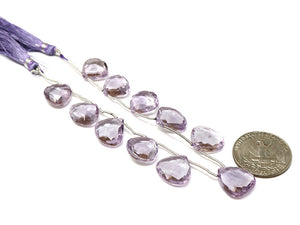 Pink Amethyst Faceted Heart Drops, 14-15 mm, Rich Color, (PAM-HRT-14-15(50))