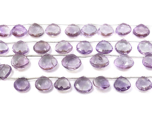 Pink Amethyst Faceted Heart Drops, 11-12 mm, Rich Color, (PAM-HRT-11-12(51))