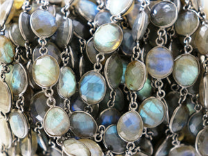 Labradorite Oval Faceted Bezel Chain, (BC-LAB-270) - Beadspoint