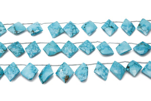 Natural Turquoise Faceted Fancy Drops, 14x16-15x21 mm, Rich Color, Turquoise Gemstone Beads, (TUR-FCY-14x16-15x21)(556)