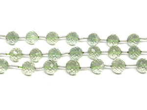 Green Amethyst Faceted Round Drops, 9mm, Rich Color, (GAM-RND-9(71))
