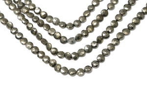 Natural Pyrite Faceted Coin Drops, 7 mm, Rich Color, Pyrite Gemstone Beads, (PY-COIN-7)(565)