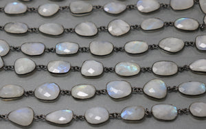Moonstone Fancy Faceted  Bezel Chain, (BC-MNS-244) - Beadspoint