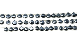 Natural Pyrite Gunmetal Faceted Heart Drops, 10x11 mm, Rich Color, Pyrite Gemstone Beads, (PYGM-HRT-10-11)(574)