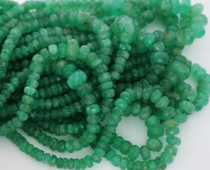 Natural Emerald Faceted Roundels (EME/RNDL/3-5) - Beadspoint