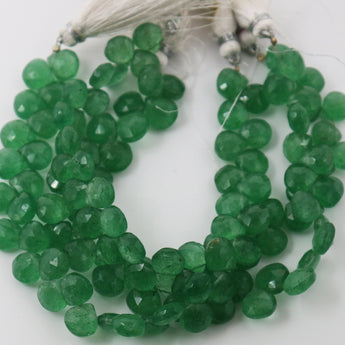 Green Barriel Faceted Heart Drops, 4 Pieces (GBR/HRT/10) - Beadspoint