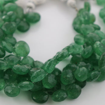 Green Barriel Faceted Heart Drops, 4 Pieces (GBR/HRT/12) - Beadspoint