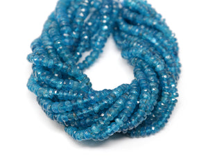 Neon Apatite Faceted Roundell, 4-5 mm, Apatite Gemstone Beads, ( NEON-APA-4-5)(94)
