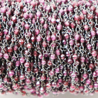 Garnet wire wrapped rosary chain (RS-GAR-239) - Beadspoint