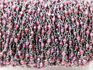 Garnet wire wrapped rosary chain (RS-GAR-239) - Beadspoint