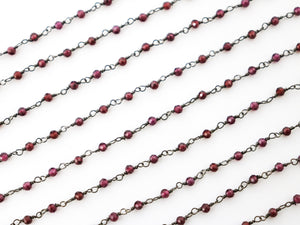 Garnet wire wrapped rosary chain (RS-GAR-239) - Beadspoint