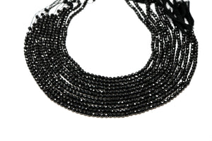 Black Onyx Faceted Round Beads, 4.5-5 mm, Rich Color, Onyx Gemstone Beads, (BONx-RND-4.5-5) (110)