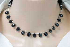 Black Onyx Faceted Pear Drops, 8x12 mm, Rich Color, Onyx Gemstone Beads, (BONx-PR-8x12)(111)