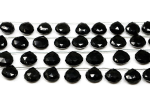 Black Onyx Faceted Heart Drops, 14-15 mm, (BONx-HRT-14-15)(116)