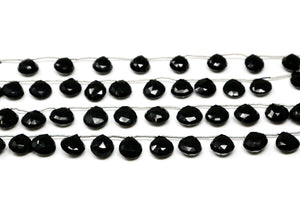 Black Onyx Faceted Heart Drops, 11-12 mm, Rich Color, Onyx Gemstone Beads, (BONx-HRT-11-12)(118)
