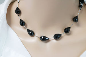 Black Onyx Faceted Straight Drilled Tear Drops, 10x17 mm, Rich Color, Onyx Gemstone Beads, (BONx-STD-10x17)(120)