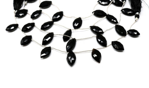 Black Onyx Faceted Marquise Drops, 10x20 mm, Rich Color, Onyx Gemstone Beads, (BONx-MQ-10x20)(121)