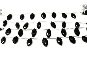 Black Onyx Faceted Marquise Drops, 10x20 mm, Rich Color, Onyx Gemstone Beads, (BONx-MQ-10x20)(121)