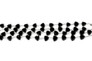 Black Onyx Faceted Pyramid Drops, 9 mm, Rich Color, Onyx Gemstone Beads, (BONx-PYR-9)(128)