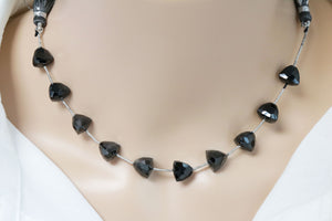 Black Onyx Faceted Coin Drops, 9 mm, Rich Color, Onyx Gemstone Beads, (BONx-COIN-9)(127)