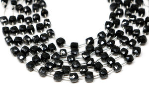 Black Onyx Faceted Cube Beads, 6 mm, Rich Color, Onyx Gemstone Beads, (BONx-CUBE-6)(130)