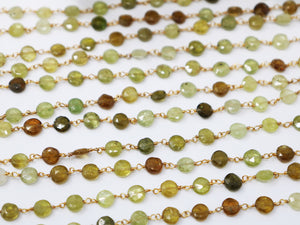 Green Grossular Garnet Wire Wrapped Rosary Chain, (RS-GGR-212) - Beadspoint